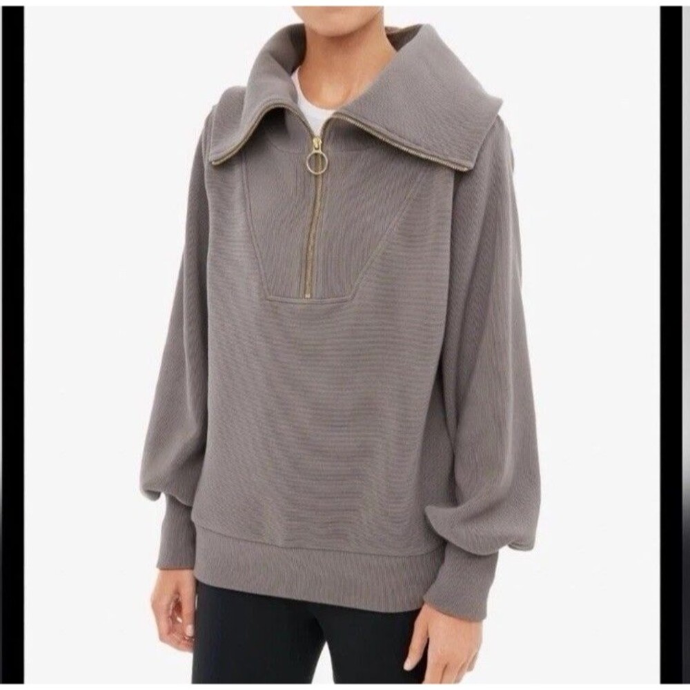 VARLEY Vine Half-Zip Pullover Ribbed Gray